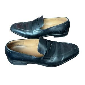 Boss Men's Classic Black Leather Slip-Ons Loafers Size 9